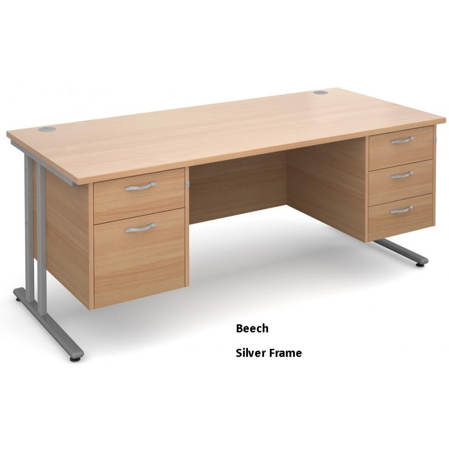 Maestro Cantilever Straight Desk with 2 Pedestals